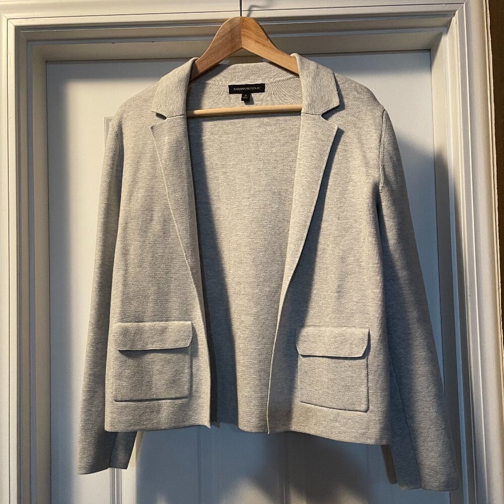 Banana Republic Milano Stitch Sweater Blazer | Light Heather Gray | Size Small
